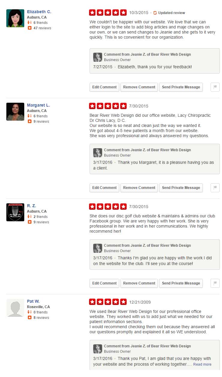 Reviews on Yelp